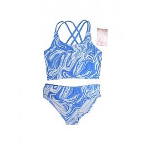 Kanu Surf Girls' Waverly UPF 50+ Beach Sport Criss-Cross Tankini, Gigi Blue, 16